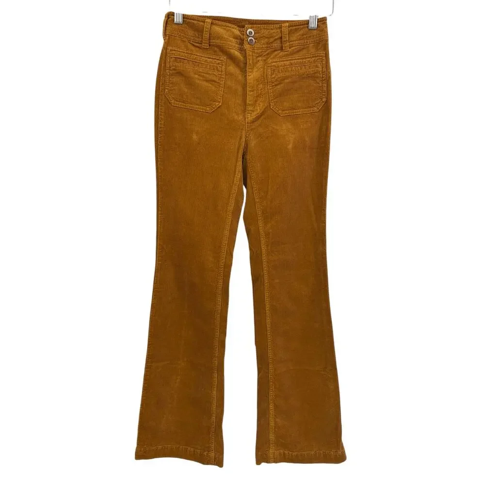 Anthropologie Pilcro High Rise Bootcut Corduroy Pants Cedar Mustard Yellow 25 - Picture 3 of 14